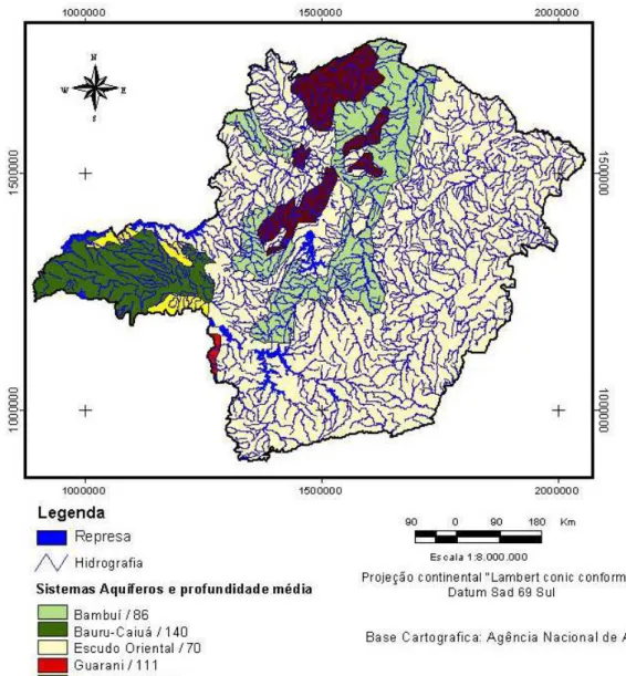 Figura 4 – Principais sistemas aqüíferos de Minas Gerais  Fonte: Agência Nacional de Águas (ANA, 2004) 