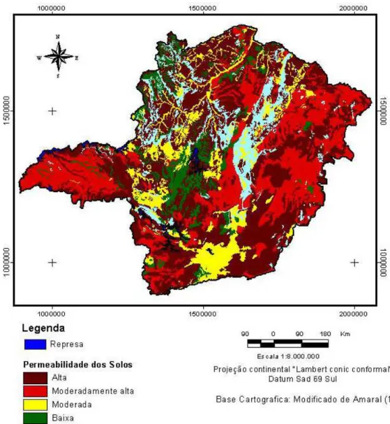 Figura 12 – Mapa de permeabilidade estimada dos solos de Minas Gerais 