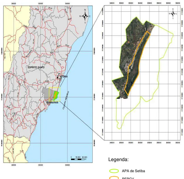Figura  01-  Mapa  de  Localização  do  PEPCV,  litoral  sul  do  estado  do  Espírito  Santo