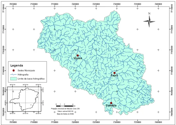 Figura 2 - Localização da Bacia Hidrográfica do Rio Turvo Sujo - MG. 