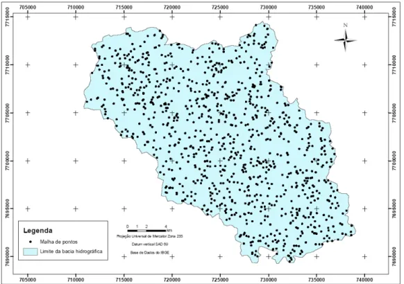 Figura 6 - Localização dos 1.000 pontos aleatórios utilizados na avaliação da concordância  dos mapas de solos elaborados