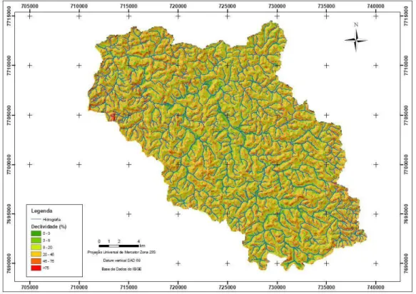 Figura 9 - Declividade da Bacia hidrográfica do Rio Turvo Sujo  – MG. 