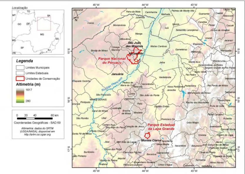 Figura 1. Mapa de Localização das Unidades de Conservação PA Cavernas do Peruaçu e Parque Estadual da Lapa Grande