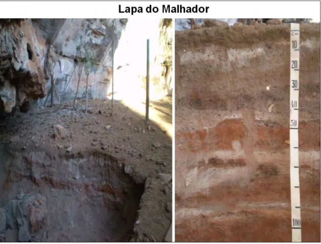 Figura 5. Lapa do Malhador no PARNA Cavernas do Peruaçu, e o respectivo  perfil coletado