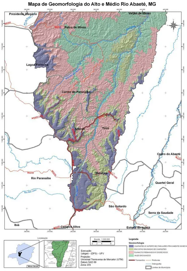 Figura 8 - Mapa de Geomorfologia do Alto e Médio Rio Abaeté. 