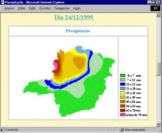 Figura 9 – Mapa de precipitação do dia 24/12/1999 em Minas Gerais. 