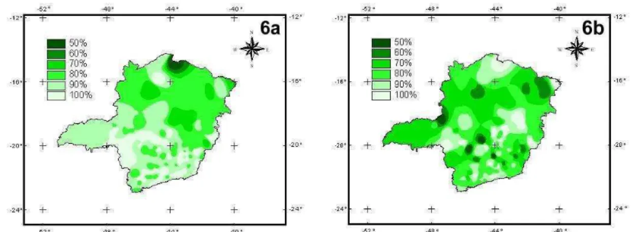 Figura 6. Percentual referente à influência dos fenômenos El Niño (6a) e La Niña  (6b) no IPC