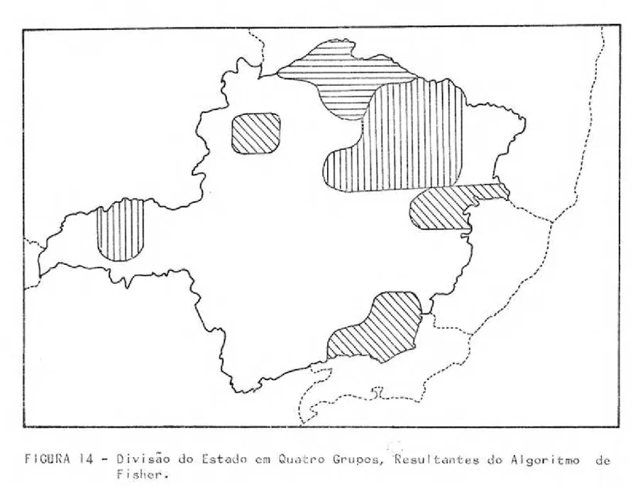 FIGURA 14 - Divis~o do Estado em Quatro Grupos, &#34;Resultantes do Algoritmo de l.n