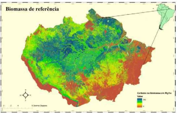 Figura 10 ' Biomassa aérea para a Floresta Amazônica usada como referência  em Mg/ha. 
