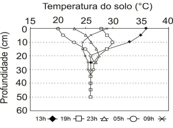 Figura  03  –  Tautócronas  de  temperatura  em  um  latossolo  desnudo.  [Fonte:  Pereira et al., 2002]