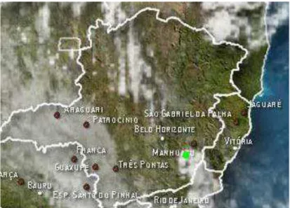 Figura  2:  Foto  de  Satélite  mostrando  a  região  da  Zona  da  Mata  Mineira.  Fonte: Somar Meteorologia