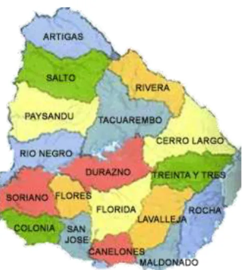 Figura 2: División política de Uruguay en Departamentos 