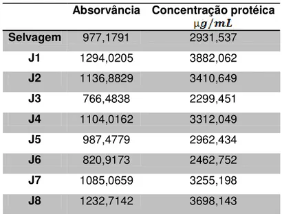 Tabela  6.  Concentração  média de proteínas  totais  das plantas  transformadas  e não  transformada