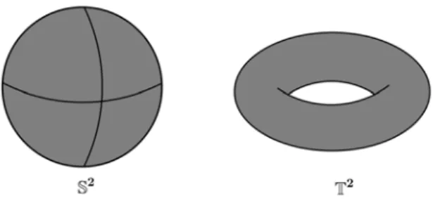 Figura 1.1: Representação da esfera S 2 e do toro T 2 .