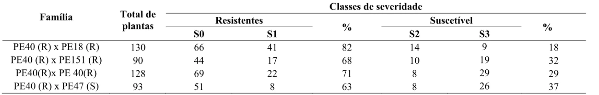 Tabela 2 –   Classificação dos indivíduos das progênies de Eucalyptus pellita inoculadas com Puccinia psidii baseando-se na  escala de notas de Junghans et
