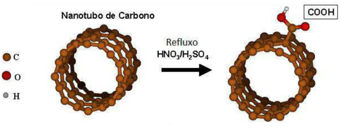 Figura 1.4. Rota para funcionalização de nanotubos de carbono com grupos funcionais COOH  [6]