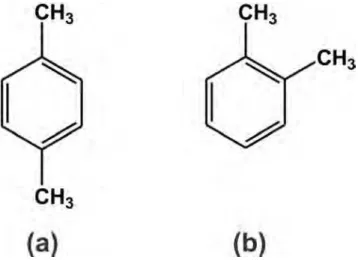 Figura 1.3: Formula estrutural da molécula de p-xileno (a) e o-xileno (b).
