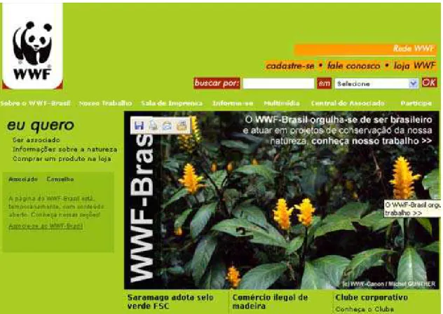 Figura 12 – Página inicial do site do WWF de 2005. 