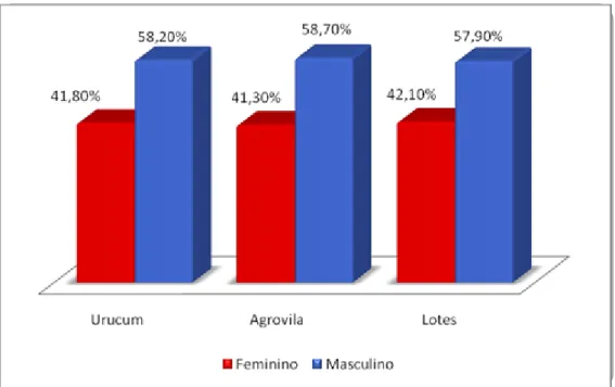 Figura 2 - Perfil de gênero da população residente no Urucum, Corumbá/MS, 2012  Fonte: Dados da pesquisa, 2012