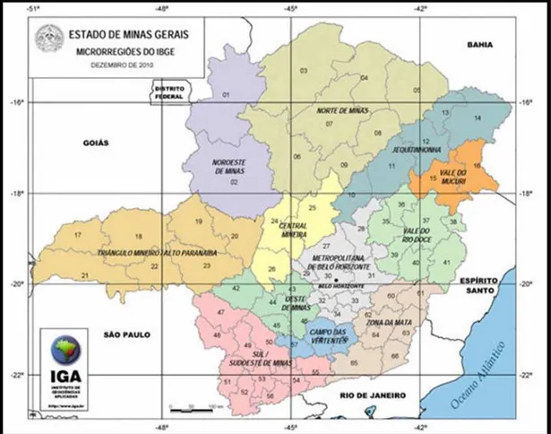 Figura 4 - Distribuição das Mesorregiões e das Microrregiões da Zona da  Mata mineira – 2010