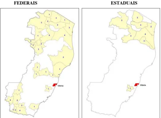 Figura 2 - Assentamentos Federais e Estaduais por Municípios – ES, 2009.  Fonte: INCRA, 2009 