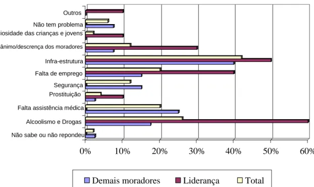 Figura 14. Maiores problemas da comunidade na visão dos moradores do Manejo. Fonte: Dados da 