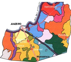 Figura 1 – Localização de Massaroca no município de Juazeiro-BA. 