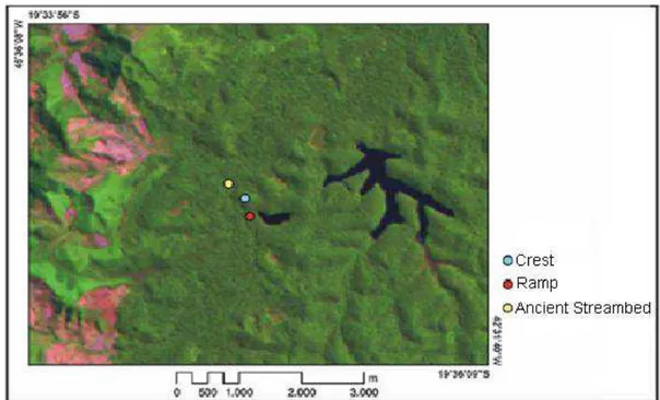 Figure  4.  Satellite  image  of  area  of  Trail  of  Tereza  (rectangle  2  of  figure  1)  -  indicating  the  geomorphological  feature  present  in  this  portion