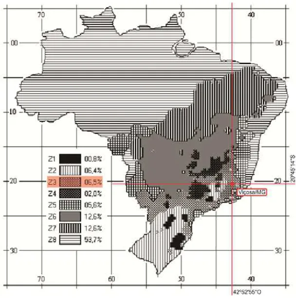 Figura 7 – Zoneamento Bioclimático Brasileiro  Fonte: Adaptado de ABNT NBR 15220-3, 2003 