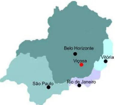 Figura 9 – Mapa com a localização de Viçosa 