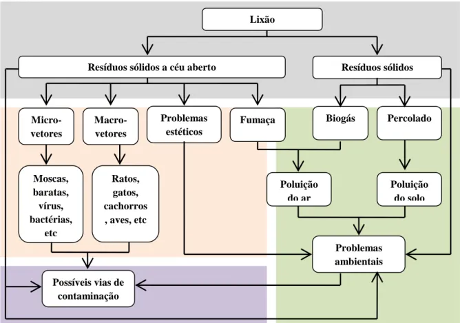 Figura 1: Principais problemas ambientais identificados em lixões.  Fonte: Adaptado de Lopes et al