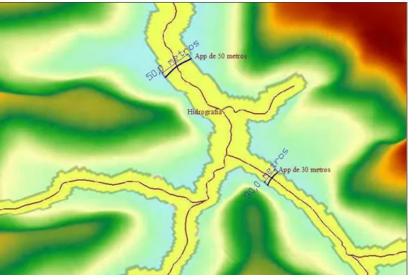 Figura 4: Determinação da planície de inundação ao longo da rede hidrográfica. 