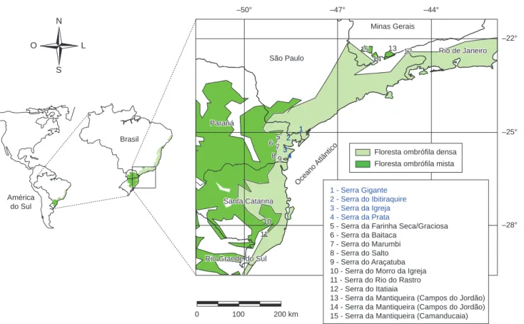 Figura 1. Localização das áreas de estudo no estado do Paraná. Adaptado de IBGE 2004.