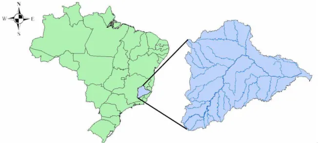 Figura 2 – Localização da bacia hidrográfica do rio Doce. 
