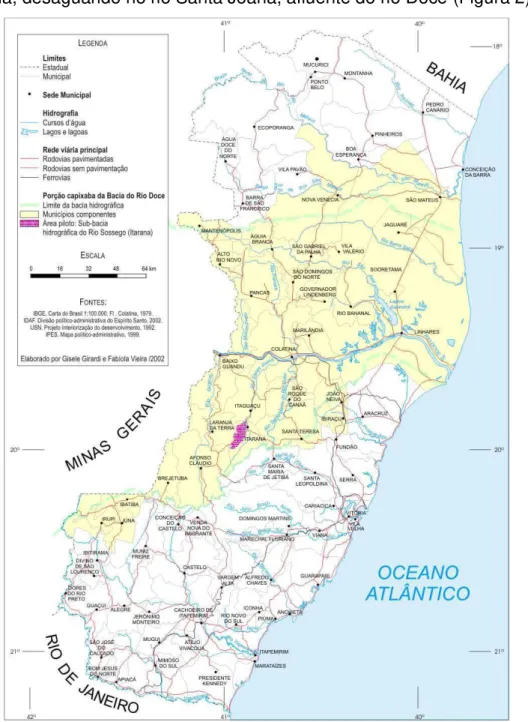 Figura  2.  Mapa  de  localização  da  bacia  do  Córrego  Sossego,  em  Itarana-ES  (LABGEST, 2008)