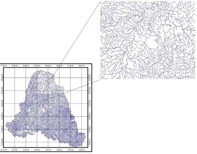 Figura 4 – Hidrografia digitalizada da bacia hidrográfica em estudo. 