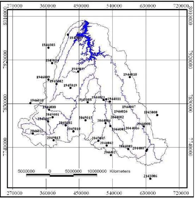 Figura 6 – Mapa de localização das estações pluviométricas selecionadas para o estudo