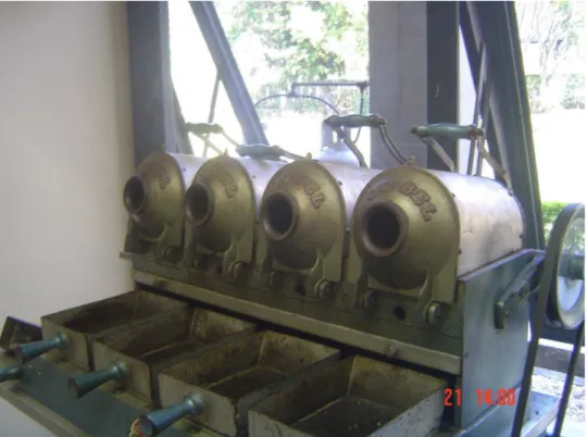 Figura 1 ) Torrefador de cilindro rotativo perfurado de combustão direta de gás. 