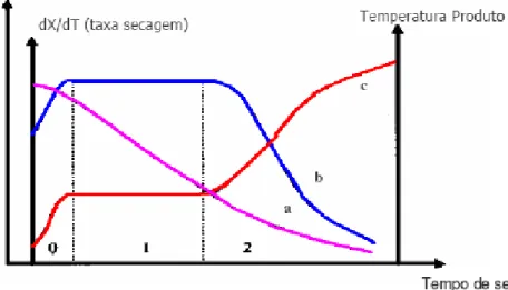 Figura 02. Curvas típicas de secagem de um produto úmido. (FONTE: PARK et al.,  1999)