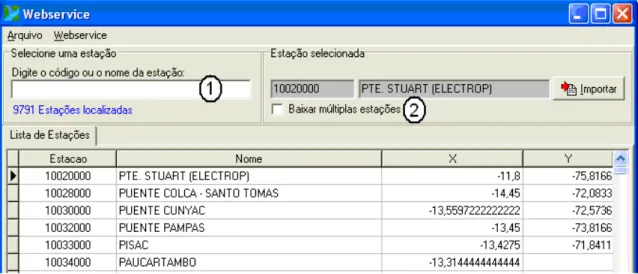 Figura 10 – Tela para a utilização da tecnologia de web services na importação  das séries diretamente do site da ANA