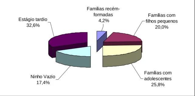 Figura 9 – Frequência relativa das famílias nos estágios do ciclo de vida familiar – Bambuí-MG,  2010 