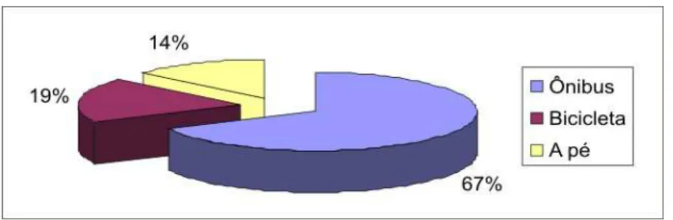 Gráfico 3 – Porcentual referente ao meio de locomoção dos funcionários entrevistados  nas lavanderias