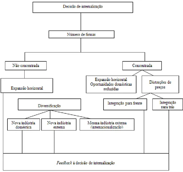 Figura 1 - Esquema baseado em Hymer sobre interação entre estrutura de mercado e  internalização