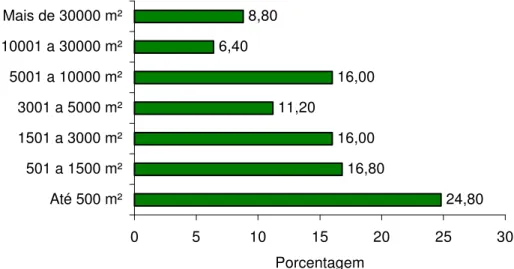 Figura 3  - Distribuição percentual dos viveiros dos municípios do Estado de  Minas Gerais em relação ao seu tamanho