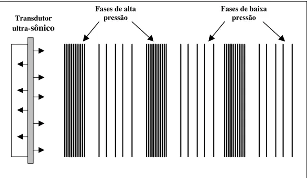 Figura 1- Fases  de alta e baixa pressão das ondas durante sua propagação em um  meio 