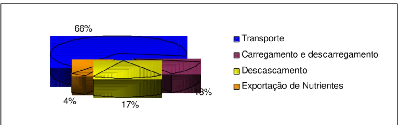 Figura 9 -  Percentuais representados por cada item de custo do sistema de  descascamento fixo