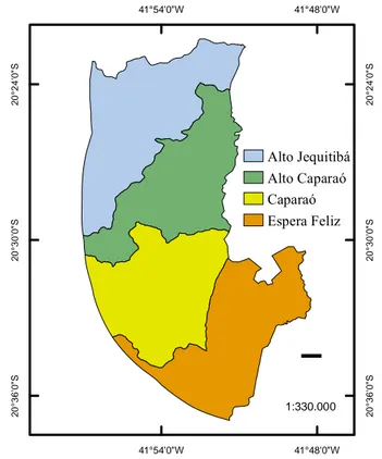 Figura 2 – Entorno do Parque Nacional do Caparaó (lado mineiro), pertencente aos  municípios de Alto Jequitibá, Alto Caparaó, Caparaó e Espera Feliz