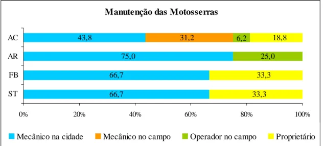 Figura 5 – Manutenção das motosserras utilizadas na colheita florestal própria. 