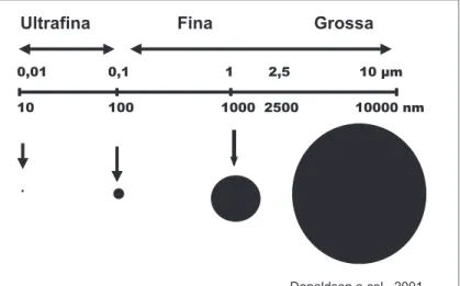 Figura 1. Partículas grossa, fina e ultrafina