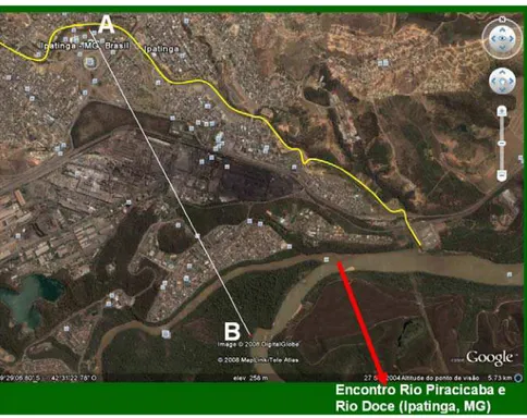 Figura 1 – Áreas estudadas, A: Povoamento Puro de Leucena, no Ribeirão Ipanema, Ipatinga MG  e B: tracho do Parque Estadual do Rio Doce